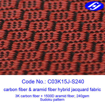 Jacquard Sudoku Pattern Red Carbon Fiber Fabric With Low Flammability