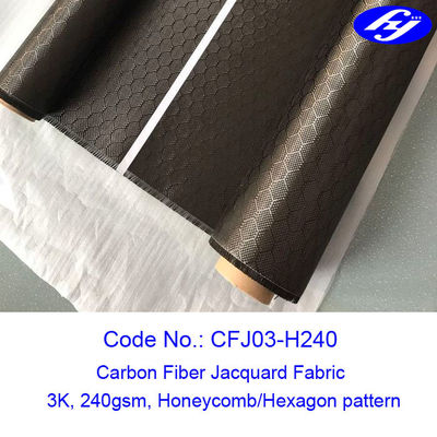 Mô hình tổ ong / hình lục giác Vải Jacquard sợi carbon 3K cho các bộ phận composite